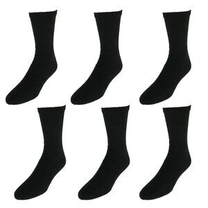 Men’s Everlast Cotton Crew Socks 6 Pair Pack Black Shoe Size 6-12 Full Cushion